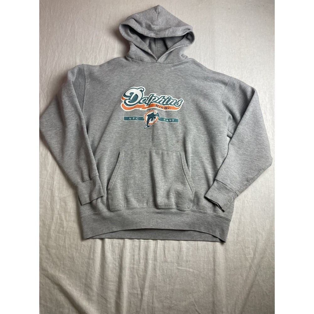 Vintage 90s Y2K Miami Dolphins NFL AFC East Gray Mens Size 2XL Hoodie Sweatshirt